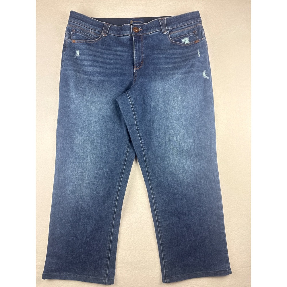 Democracy Ab-solution Straight Leg Distressed Blue Jeans Womens 22W Plus Size